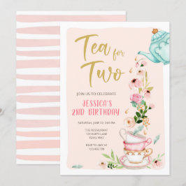 Tea för två födelsedagsinbjudningar Blommigt Tea P Inbjudningar