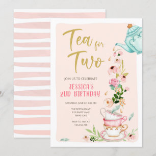 Tea för två födelsedagsinbjudningar Blommigt Tea P Inbjudningar