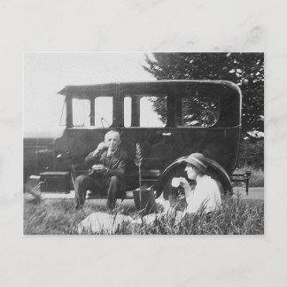 Tea för två gamla svarta och vita bilder - vykort