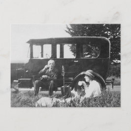 Tea för två gamla svarta och vita bilder - vykort