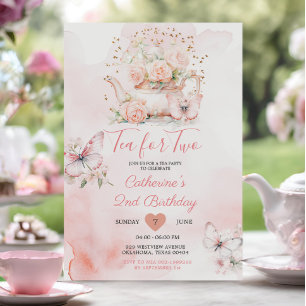 Tea för två Rosor av Tea Party Butterfly Birthday Inbjudningar