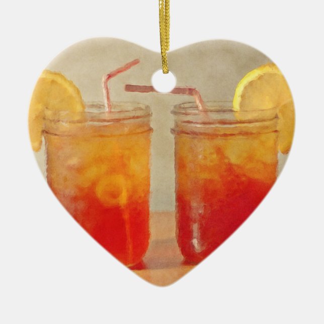 Tea för två sydliga stilMasonburkar av söt Tea Julgransprydnad Keramik (Framsidan)