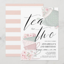 Tea för två tea Party, andra födelsedagen Inbjudningar