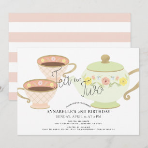 Tea för två tea Party, andra födelsedagen Inbjudningar