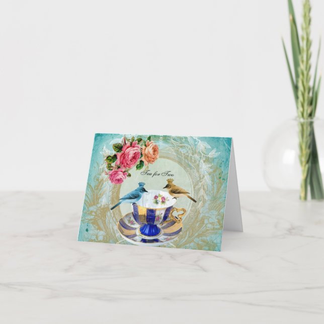 Tea för två tomma anteckningskort (Framsida)