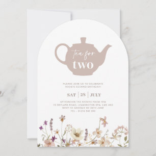 Tea för två veckors Blommigt på födelsedagsinbjuda Inbjudningar