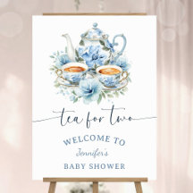 Tea for Two Baby Shower Pojke Blå Tea Party Välkom