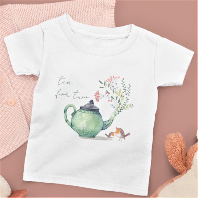 Tea for Two | Cute Tekanna & Baby Birds T Shirt (Skapare uppladdad)
