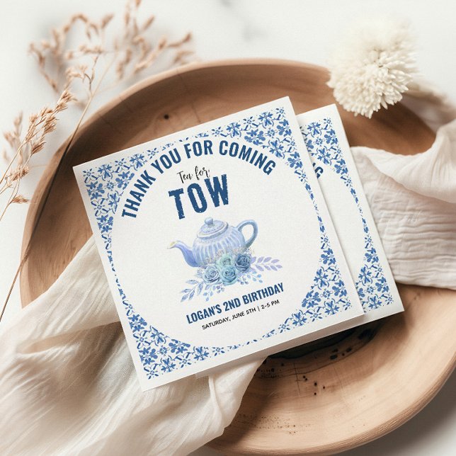 Tea for Two – Floral 2nd Birthday Party Pappersservett (Skapare uppladdad)