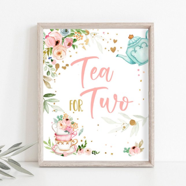 Tea for Two Tea Party Girl 2nd Second Birthday Poster (Skapare uppladdad)