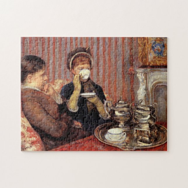 Tea från Mary Cassatt Puzzle Pussel (Horisontell)