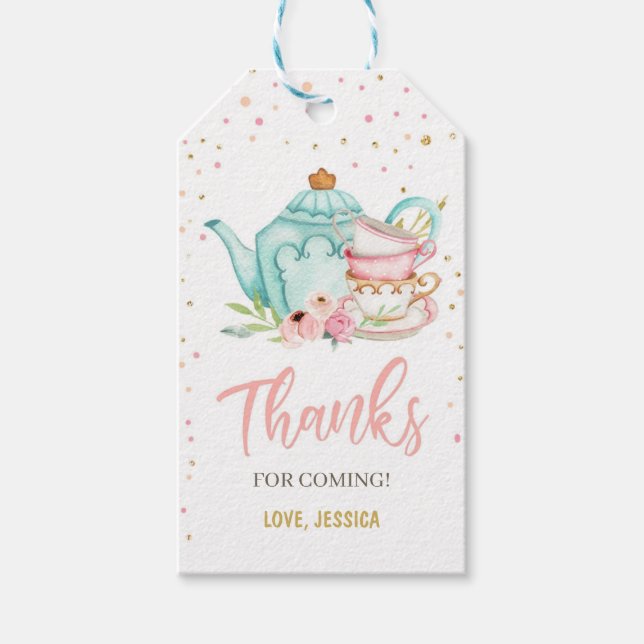 Tea Girl Tack för Blommigt Tea Girl Presentetikett (Framsidan)