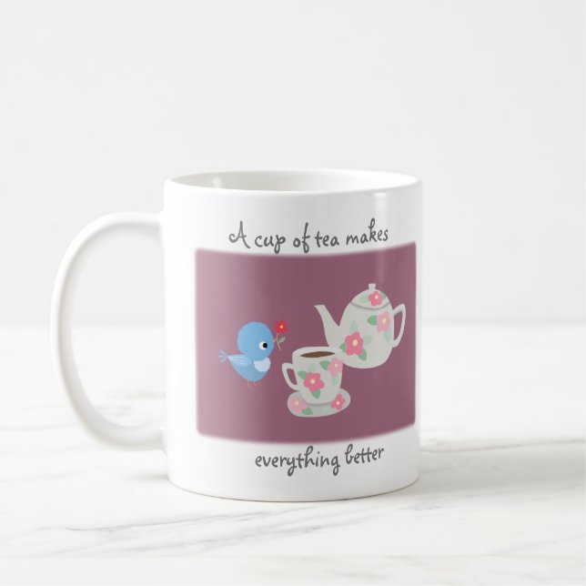 Tea gör allt bättre Cute Tea Älskare-gåva Kaffemugg (Vänster)