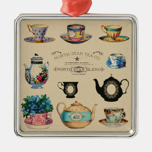 Tea gör allt bättre julgransprydnad metall (Framsidan)