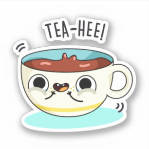 Tea Hee Funny Tea Kopp Pun Klistermärken