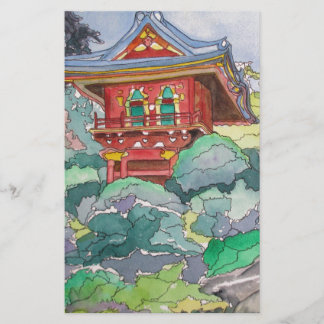 Tea House i San Francisco Watercolor Painting
