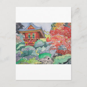 Tea House i San Francisco Watercolor Painting Vykort