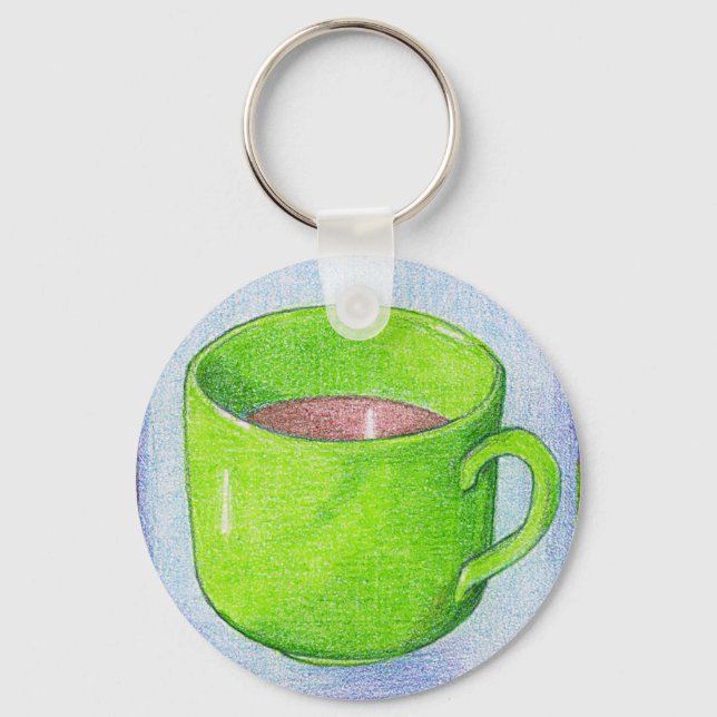 Tea i Grönt Keychain Nyckelring (Framsida)