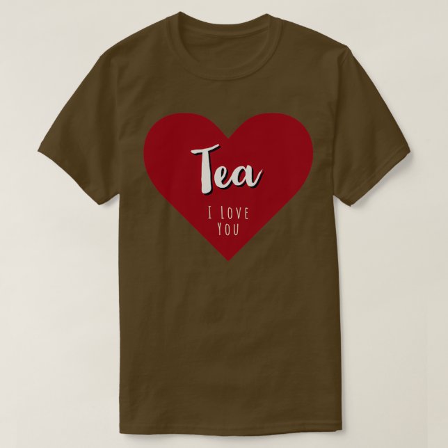 Tea I Kärlek du Retro Deep Red Heart T Shirt (Design framsida)