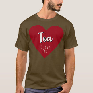 Tea I Kärlek du Retro Deep Red Heart T Shirt