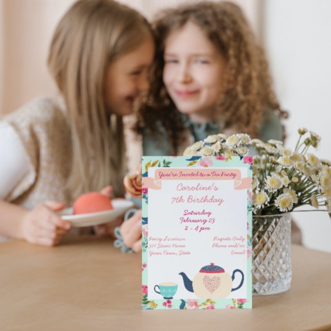 Tea i Wonderland Birthday-inbjudan Inbjudningar (Skapare uppladdad)