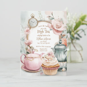 Tea Inbjudningskort för möhippan, Alice möhippa te