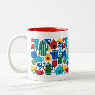 Tea Items Mönster i Fiesta Färg och Red Inside Två-Tonad Mugg