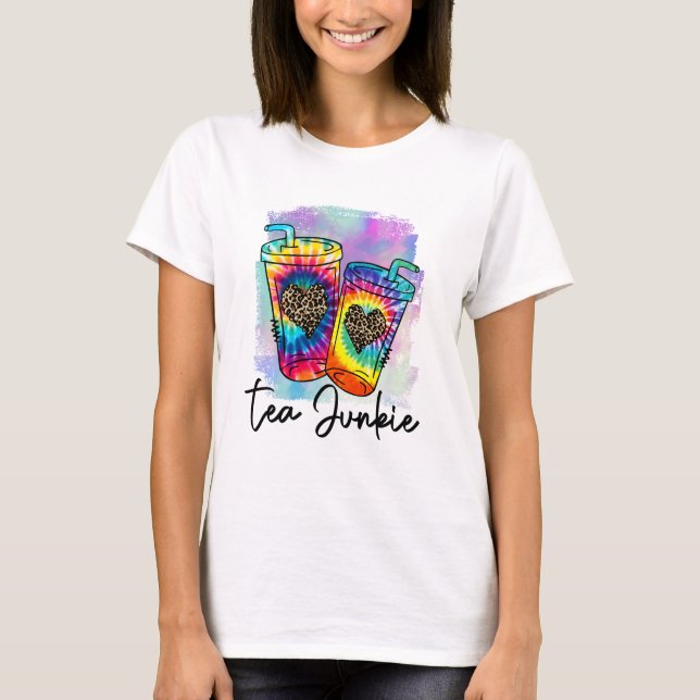Tea Junkie, lastad Tea T Shirt (Framsida)