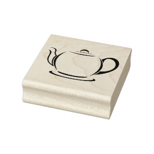 Tea-/kaffekrukamonterade träkvarteret det Rubber Stämpel