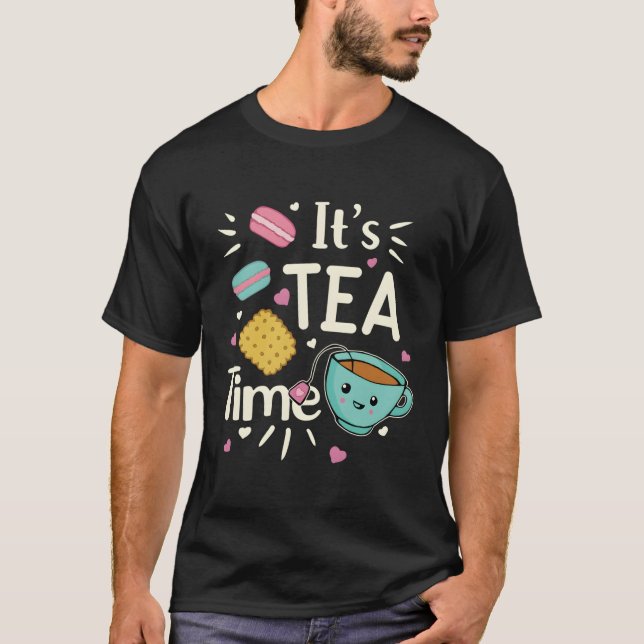 Tea Kawaii Tekopp Cookies Macarons Tea Py T Shirt (Framsida)