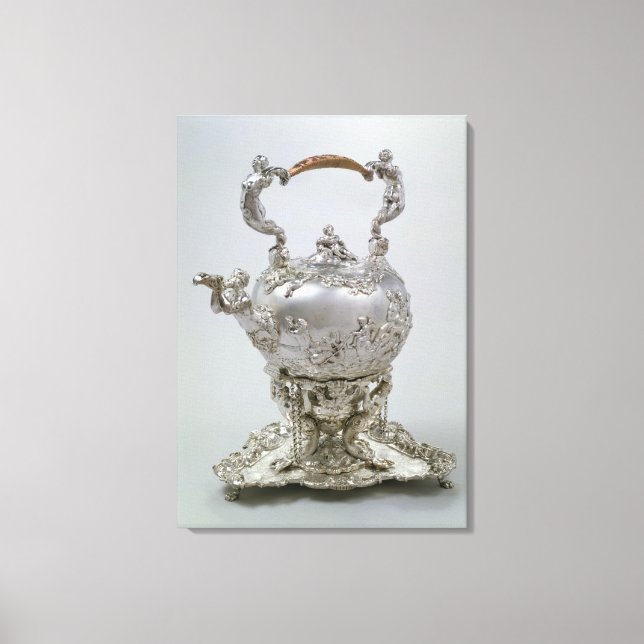 Tea kettle och stand by C.Kandler, London, 1730 Canvastryck (Framsida)