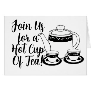 Tea Kettle och Tea Kopp Tea Month OBS Kort