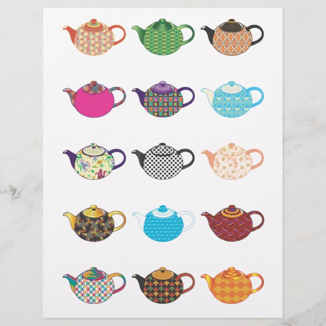 Tea Kettles med flera färgader (Framsida)