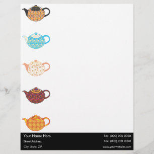 Tea Kettles med flera färgader Brevhuvud