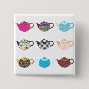 Tea Kettles med flera färgader Knapp