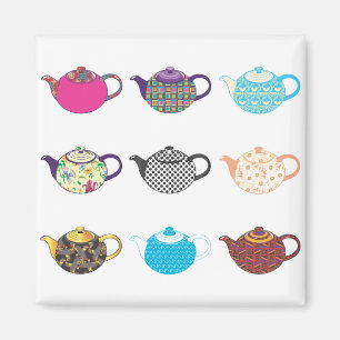 Tea Kettles med flera färgader Magnet