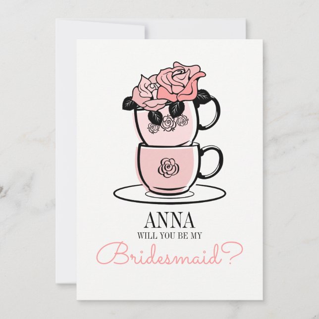 Tea kommer du att bli mitt Bridesmaid Card Inbjudningar (Framsida)