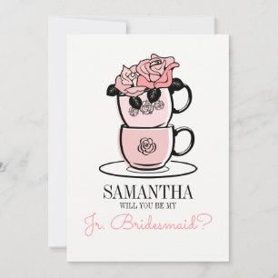 Tea kommer du att bli mitt Junior Bridesmaid Card Inbjudningar