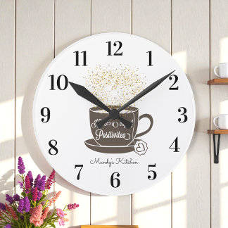 Tea Kopp Brown White Inspirational Quote Rund Klocka