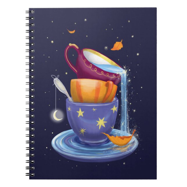 Tea kopp Fall Whimsical Anteckningsbok (Framsidan)