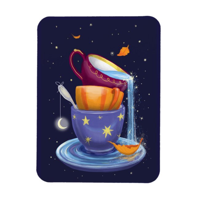 Tea kopp Fall Whimsical Magnet (Vertikal)