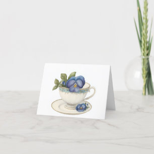 Tea Kopp med blomsterhälsningskort Kort