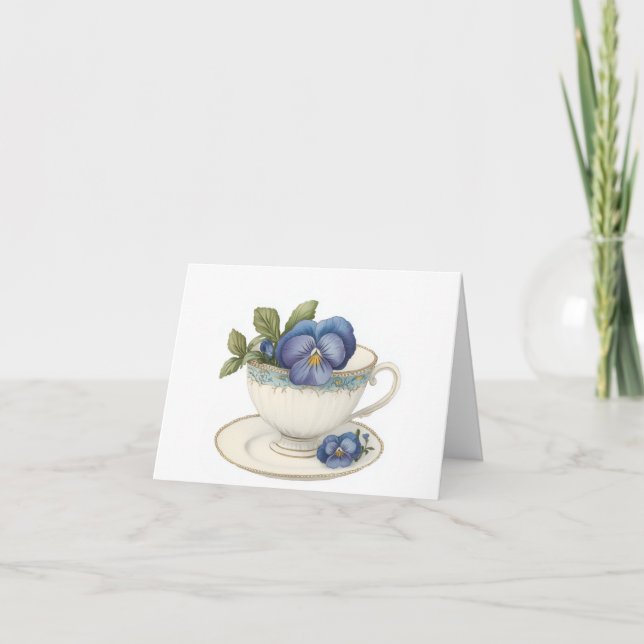 Tea Kopp med blomsterhälsningskort Kort (Framsida)