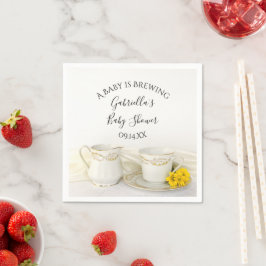 Tea Kopp med Gult Daisy Baby är en bryggstövel Pappersservett