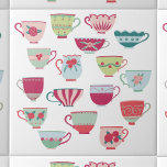 Tea Kopp Modern Retro Kakelplatta<br><div class="desc">Ett modernt intag av söt vintage återställer china i ben eller porslinte i kopp. Originalkonst av Nic Squirrell.</div>