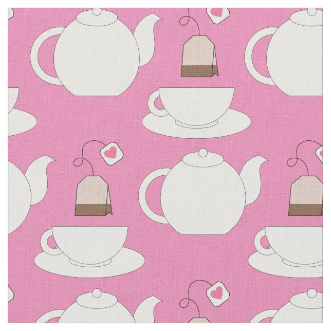 Tea Kopp och Pot Cute Cafe Barista Tyg (Närbild)