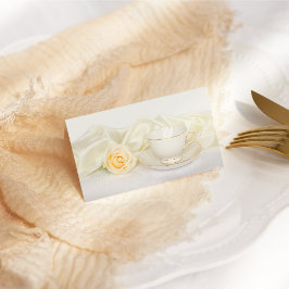 Tea Kopp och Vit ros Bröllop Placeringskort