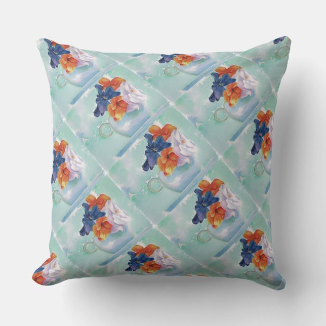 TEA KOPP PANSIES PATIO PILLOW UTOMHUSKUDDE (Framsida)