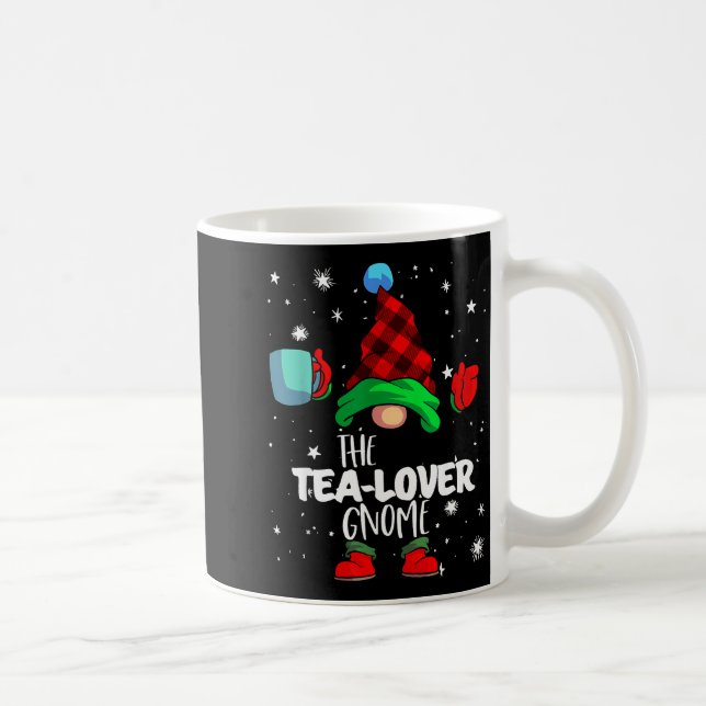 Tea Lover Gnome Red Buffalo Plaid Matching Family  Kaffemugg (Höger)