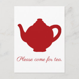 Tea modern röd tekanna vykort